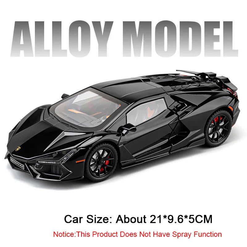 1:24 Scale REVUELTO Miniature Model Toy Sports Cars Alloy Diecast Supercars Sound Light Doors Opened Pull Back for Kids Gifts