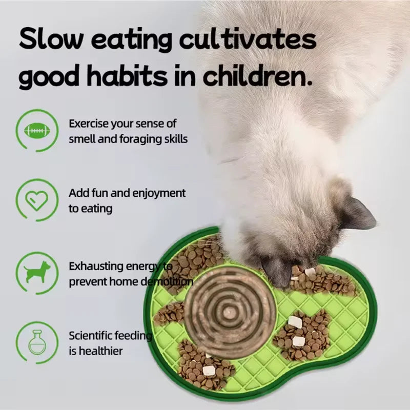 Pet supplies Slow Food  Bowl Cat Anti-Knockover Anti-Slip Food Bowl Puppy Anti-choking Silicone Toy Food Plate