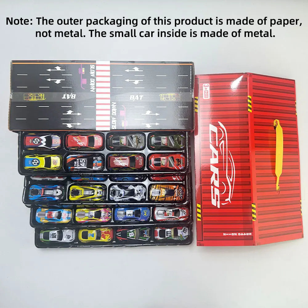 Gift box version: 48-piece alloy car set, children's toy car, tin car, racing model, classic car model, Christmas gift