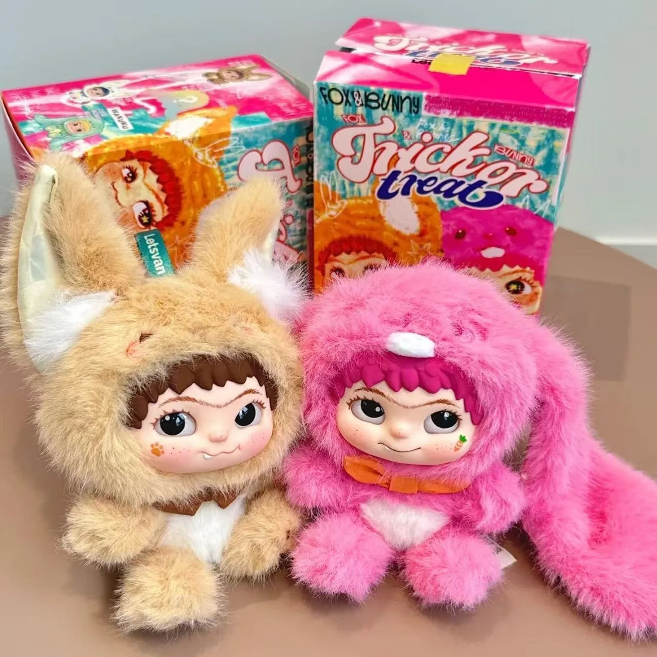 Wakuku V2 Blind Box Fox & Bunny Trick Or Treat Series Vinyl Doll Suprise Bag Keychain Trendy Toys Mystery Box Customized Gifts
