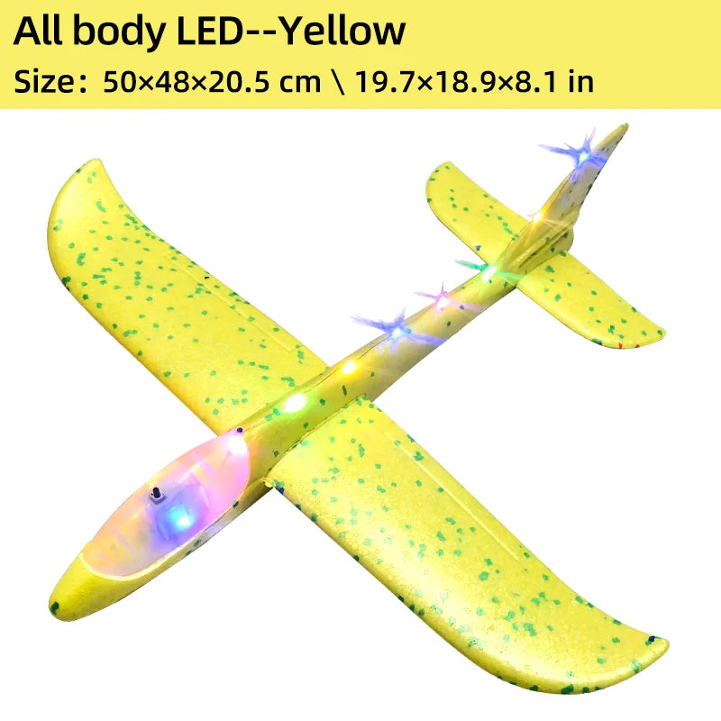 50/33CM Big Flash Glider Foam Plane Hand Throw Light Inertial AirPlane Outdoor Launch Fun of Kids Toys for Children Boys Gift
