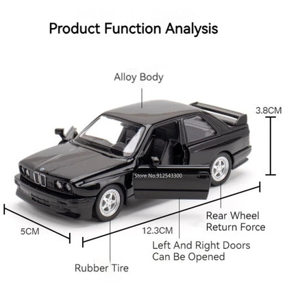 1/36 BMW M3 1987 Alloy Toys Car Model Metal Diecasts Toy Vehicles Authentic Exquisite Interior Pull Back 2 Door Opened Kids Gift