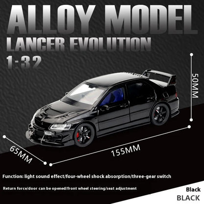 JDM 1:32 Mitsubishi Lancer Evolution Ninth Generation Super Racing Metal Alloy Diecast Car Model Sound & Light Right Rudder Gift