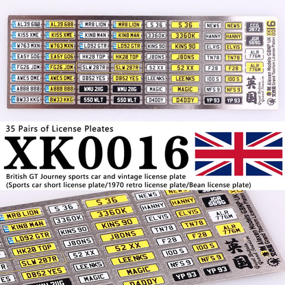 1:64 Alloy Car Model Alexen XK0001-XK0023 Metal License Plate Number Plate 1/64 Model Accessories Making Tools Hobbyist DIY
