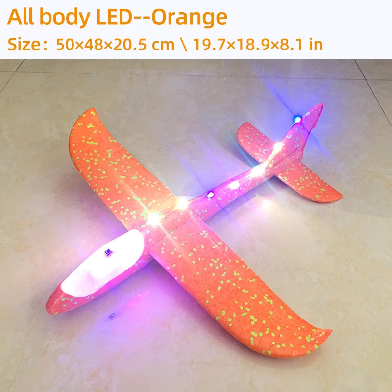 50/33CM Big Flash Glider Foam Plane Hand Throw Light Inertial AirPlane Outdoor Launch Fun of Kids Toys for Children Boys Gift