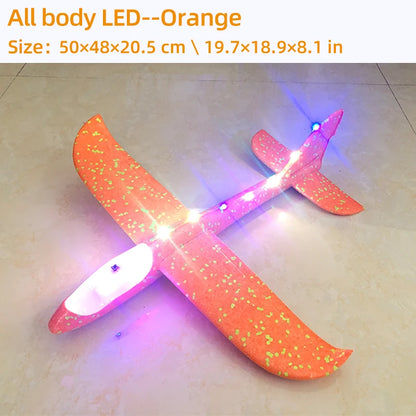 50/33CM Big Flash Glider Foam Plane Hand Throw Light Inertial AirPlane Outdoor Launch Fun of Kids Toys for Children Boys Gift