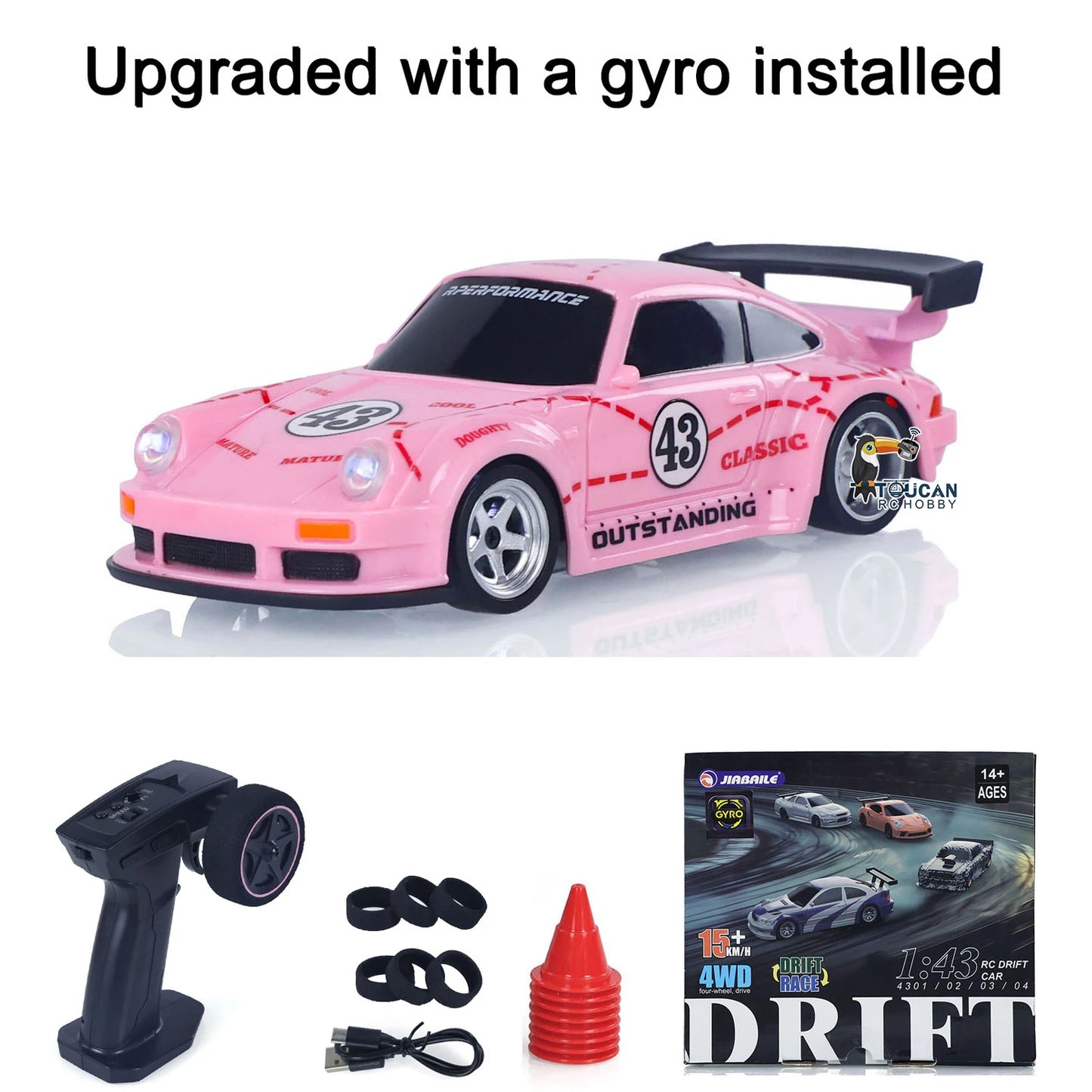 Upgrade Gyro Mini Toys 4WD 1/43 RC Speed Car RTR 2.4G Radio Control Racing Drifting Car Four-wheel Drive High Speed Model Gifts