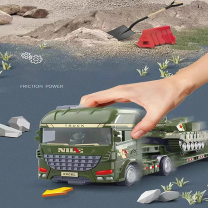 1pcs Scale-carrier container engineering set vehicle excavator transport truck model inertial car education toys gift for childr