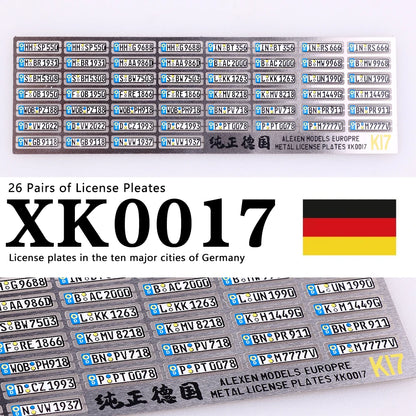 1:64 Alloy Car Model Alexen XK0001-XK0023 Metal License Plate Number Plate 1/64 Model Accessories Making Tools Hobbyist DIY