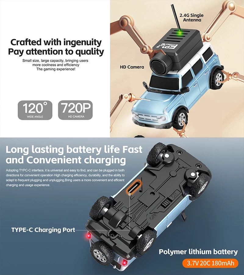 WLtoys 6405 6406-C Remote Control Camera Car With FPV View 720P Video APP Control VR Function 2.4G WiFi RC Drift Car 1:64 Scale