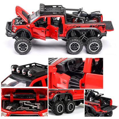 1:24 Pickup Trucks for Boys F150 Raptor Diecast Metal Model Car With Sound and Light for Kids Age 3 Year and Up
