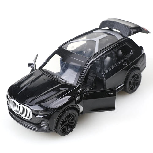 (Bagged) 1/36 scale replica X5 off-road toy car model, die-cast metal, boy's toy, three doors can be opened, pullback function.