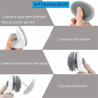 Self-Cleaning Pet Dog & Cat Brush, Hair Remover Grooming Tool for Dogs and Cats, Dematting Comb