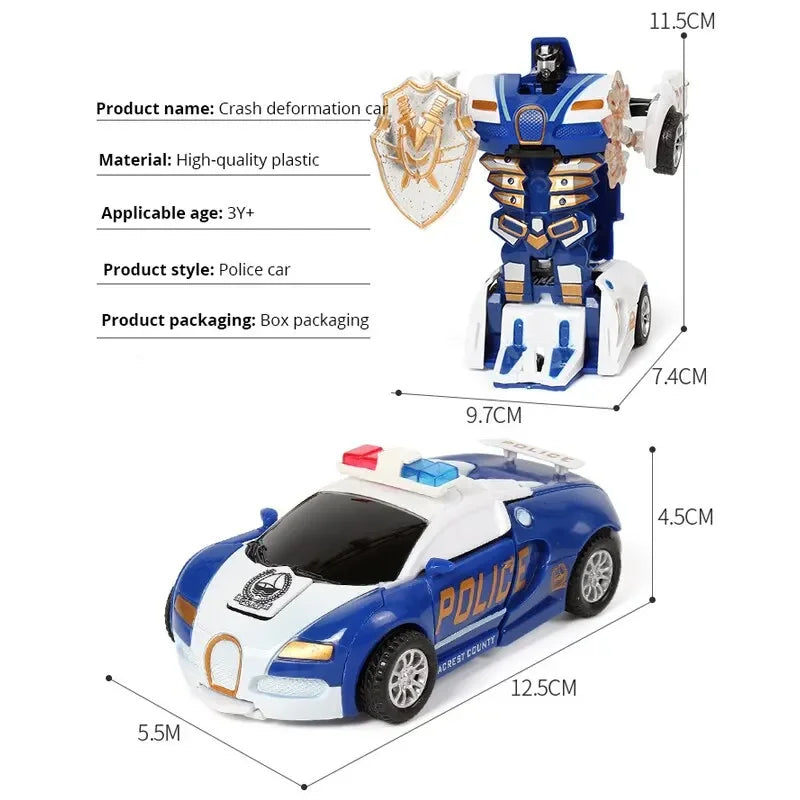 2 in 1 One-key Collision Deformation Car Toys Automatic Transformation Robot Plastic Vehicles Boys Toy Model Car Kids Baby Gift
