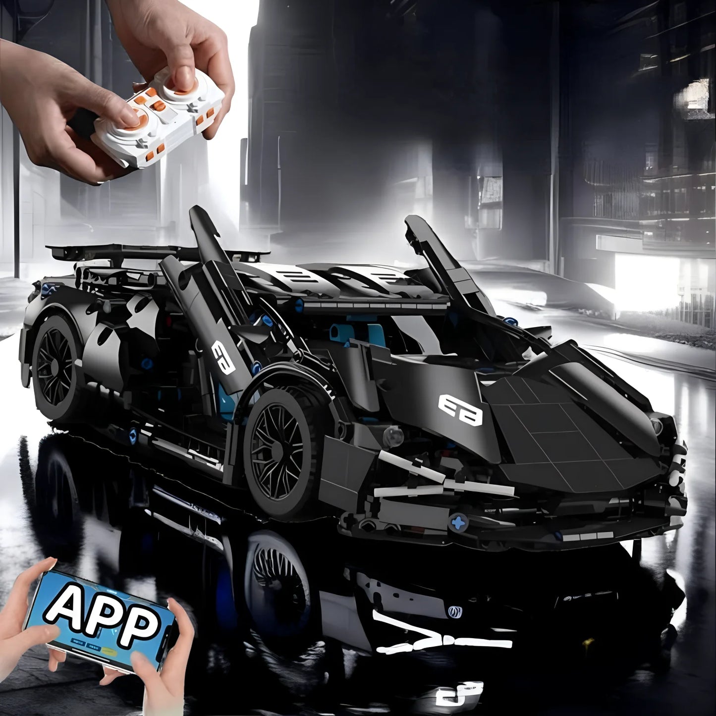 Technical Racing Sport Car Model Building Blocks technic adults 1:14 DIY Supercar Brick Puzzle Toys Kid Adult Gift（1280+granule）