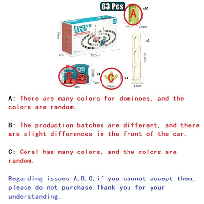 Kids Automatic Laying Domino Train Electric Car Dominoes Clips and Domino Accessories Brick Blocks Kits Games Educational Toys C