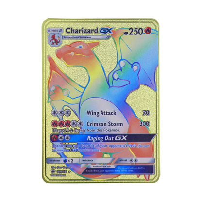 2025 NEW Pokemon Metal Card 10000 Points Arceus Charizard Super Card Golden English Mewtwo Vmax GX EX Anime Collection Cards Gif