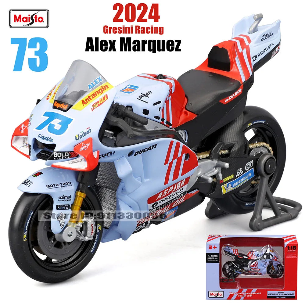Maisto 1:18 2024 Gresini Racing MotoGP #93 Marc Marquez #73 Alex Marquez casting alloy motorcycle Model collection gift toy
