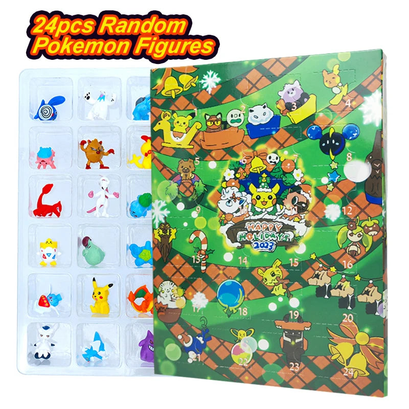 Pokemon Figure Advent Calendar Gift Box mini Pikachu Character Doll Bulbasaur Children Christmas Toy Gifts
