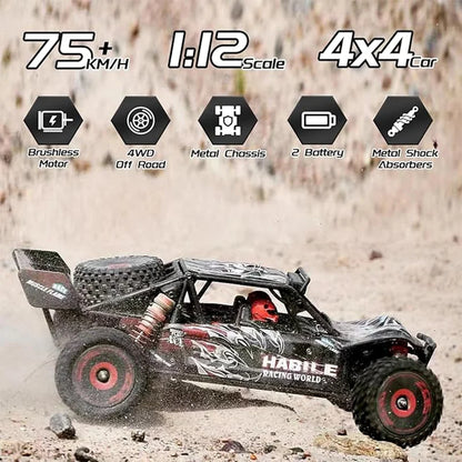 WLtoys 124016(V2) Fast RC Car, 1/12 Brushless RC Car with Independent ESC for Adults, 75km/h, Suitable for Outdoors and Gifts