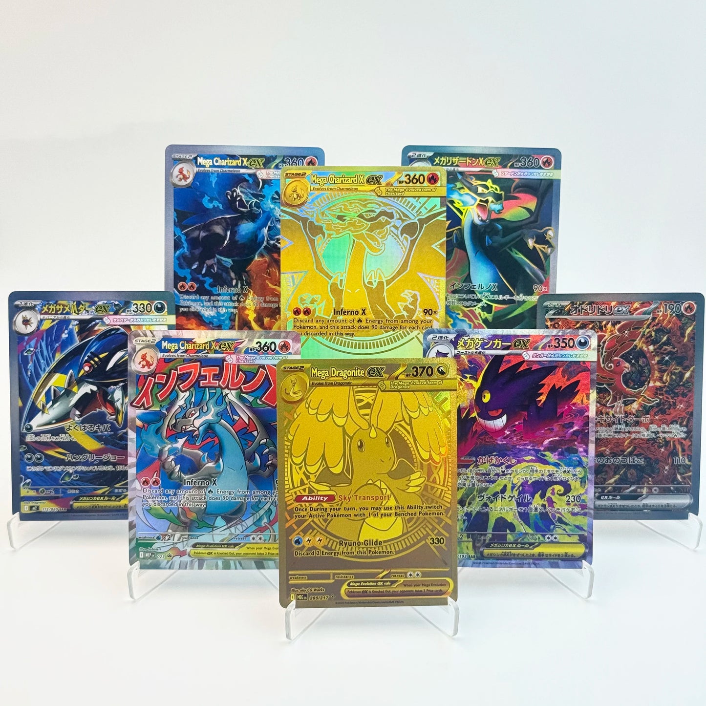 PKM Mega Dream ex Phantasmal Flames Inferno X Set Dragonite Gengar Charizard X SAR/MA/MUR Rare Card Replica Proxy Game Cards