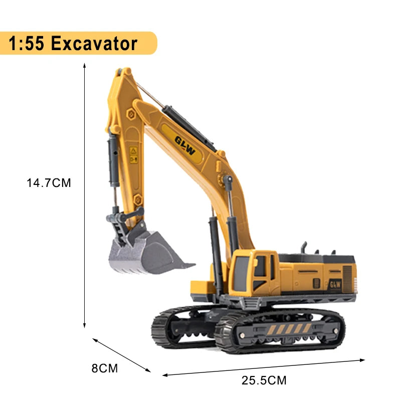 Engineering Diecast Toys for Boys Alloy+Plastic Tractor Excavator Backhoe Crane Bulldozer Kids Truck Children Vehicle Model Gift