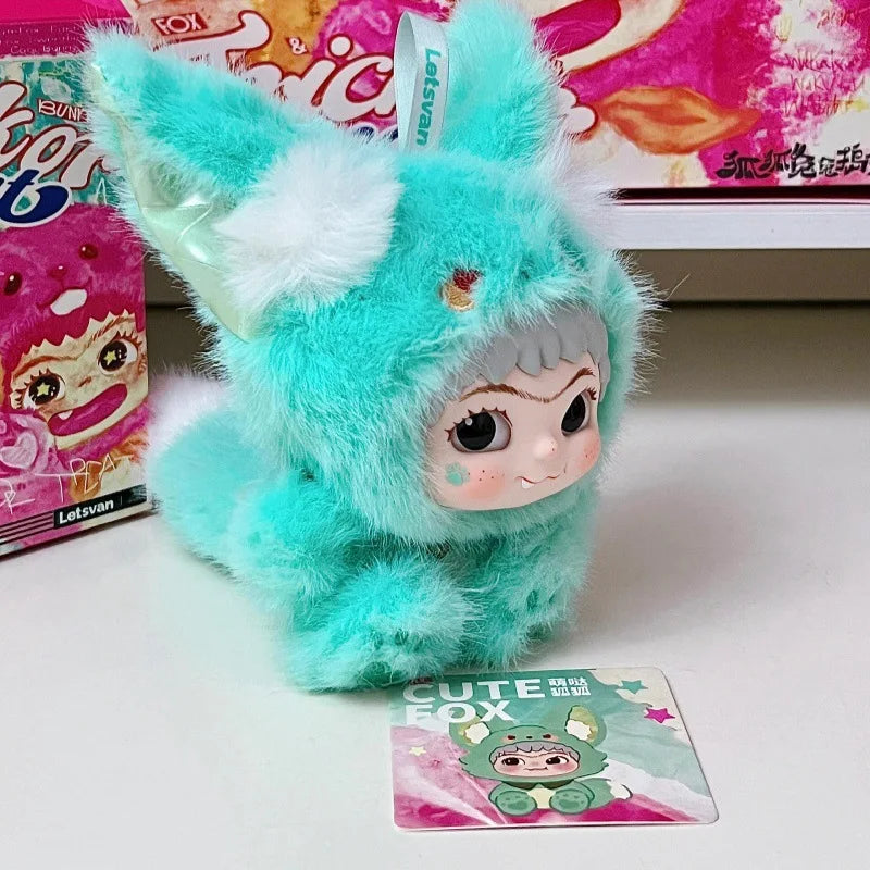 Wakuku V2 Blind Box Fox & Bunny Trick Or Treat Series Vinyl Doll Suprise Bag Keychain Trendy Toys Mystery Box Customized Gifts