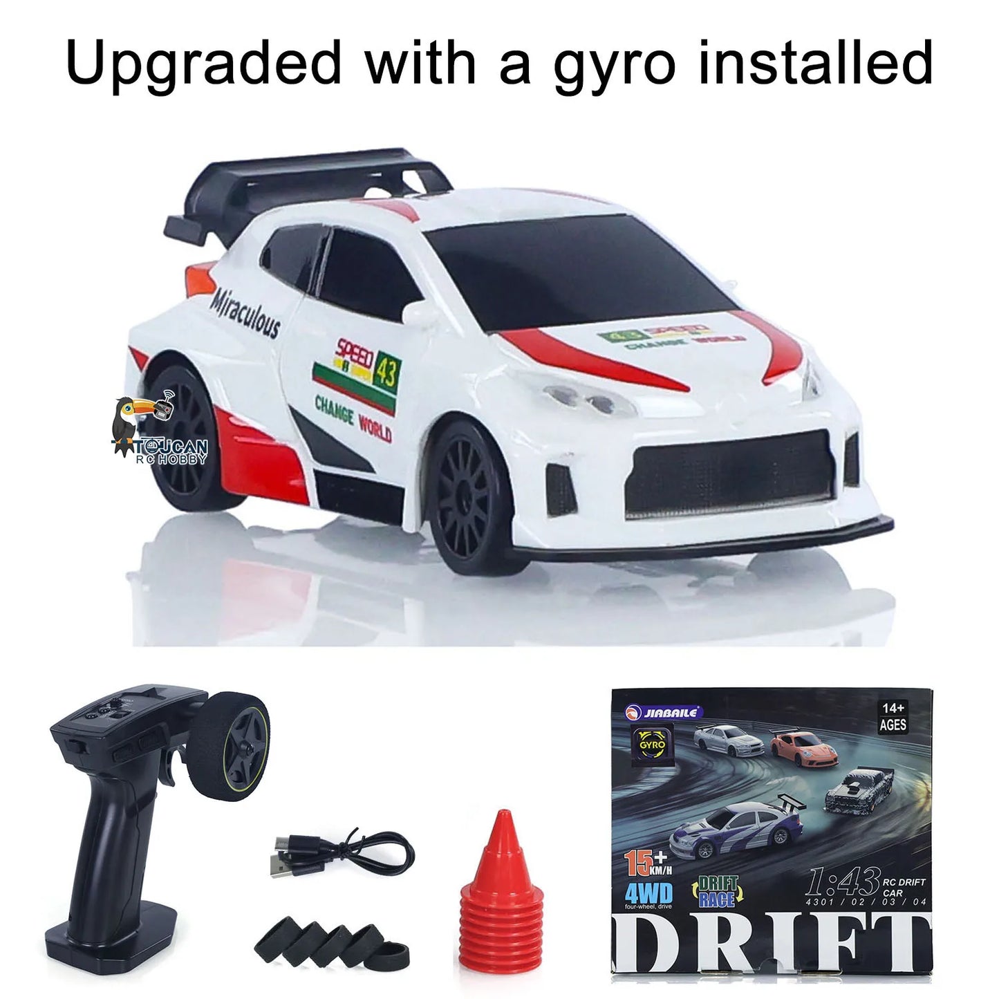 Upgrade Gyro Mini Toys 4WD 1/43 RC Speed Car RTR 2.4G Radio Control Racing Drifting Car Four-wheel Drive High Speed Model Gifts
