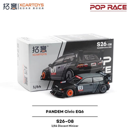 Xcartoys x Pop Race 1:64 EVA RT TYPE-08 087X PANDEM S13 SINGER SKYLINE GTR V8 DRIFT Diecast Model Car