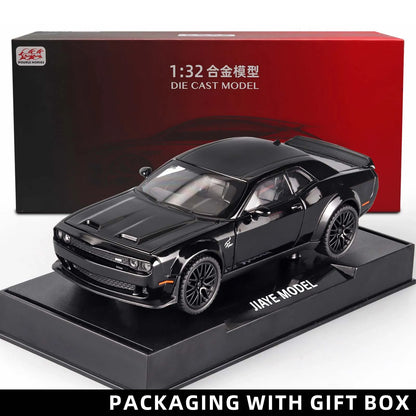 Dodge Challenger Hellcat Toy Car for 1: 32 Scale Die Cast Metel Cars Toy Pull Back Hellcat Model Cars With Sound and Light Hellc