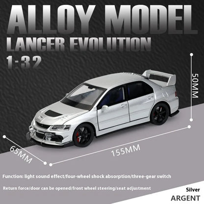 JDM 1:32 Mitsubishi Lancer Evolution Ninth Generation Super Racing Metal Alloy Diecast Car Model Sound & Light Right Rudder Gift