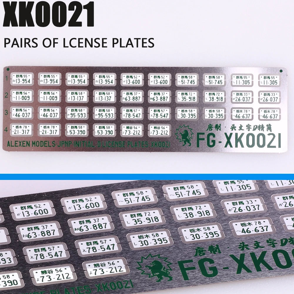 1:64 Alloy Car Model Alexen XK0001-XK0023 Metal License Plate Number Plate 1/64 Model Accessories Making Tools Hobbyist DIY