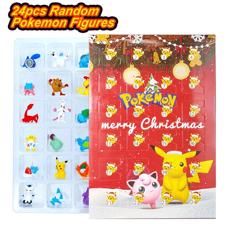 Pokemon Figure Advent Calendar Gift Box mini Pikachu Character Doll Bulbasaur Children Christmas Toy Gifts