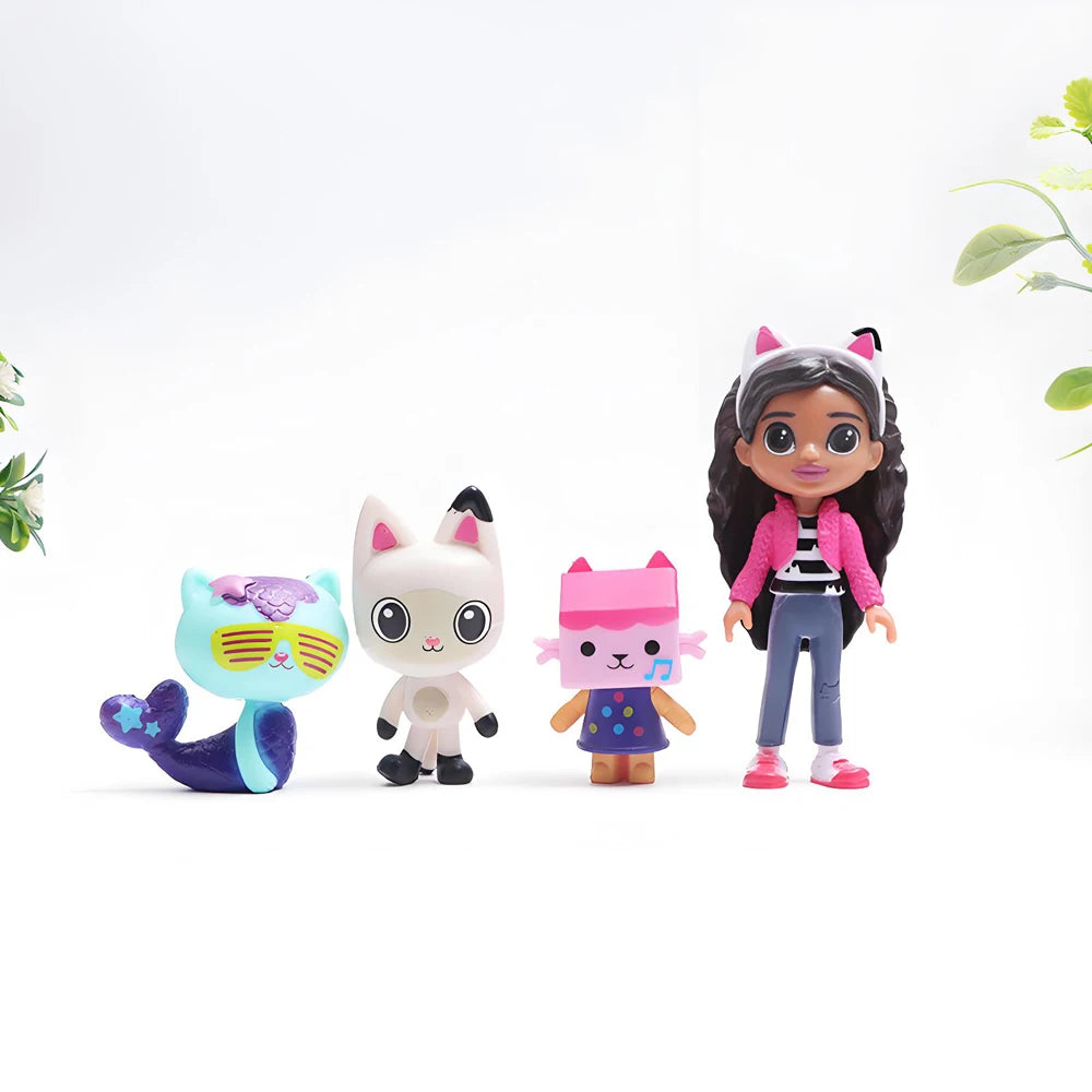 Hot 13pcs Gabby Dollhouse Anime Figure Toy Smiling Car Cat Hug Gaby Girl Dolls Mercat Cartoon Action Figure Xmas Birthday Gifts