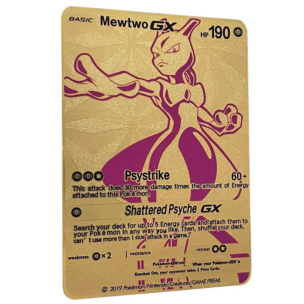 2025 NEW Pokemon Metal Card 10000 Points Arceus Charizard Super Card Golden English Mewtwo Vmax GX EX Anime Collection Cards Gif