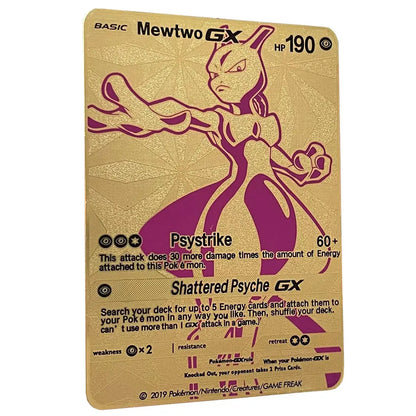 2025 NEW Pokemon Metal Card 10000 Points Arceus Charizard Super Card Golden English Mewtwo Vmax GX EX Anime Collection Cards Gif