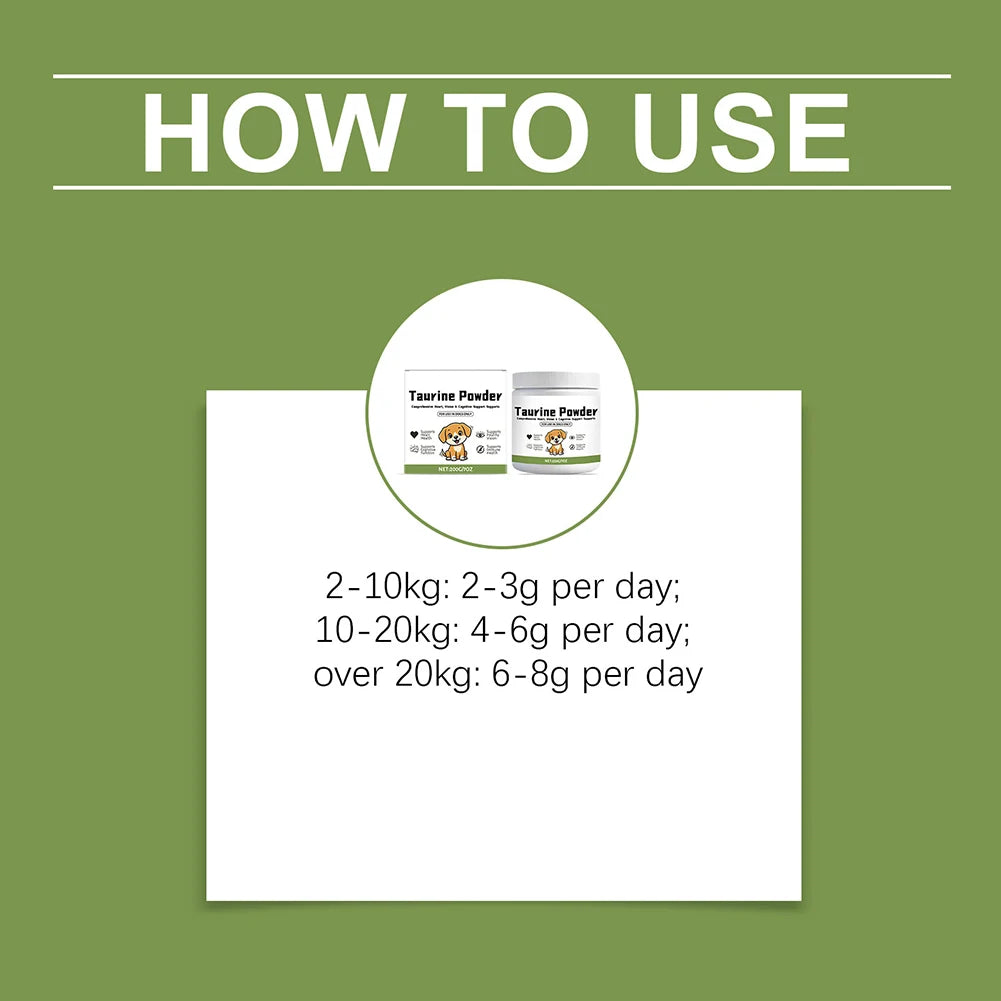 99.9% Pure Taurine Powder Easy-to-mix Powder For Daily Meals. Caring Pet Parent
