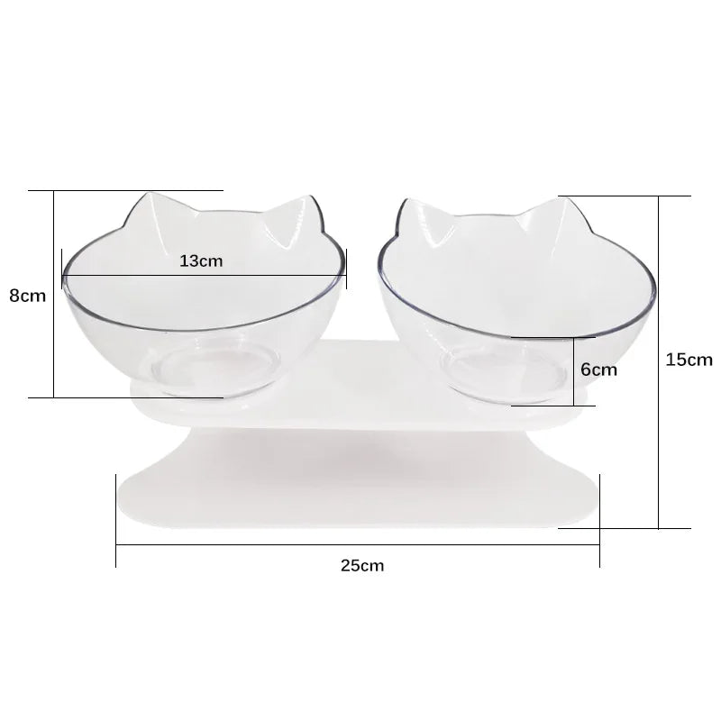 Cat Bowls, Cat Food Bowls Elevated Tilted, Anti Vomiting Kitty Bowl for Puppy and Bunny, Orthopedic for Indoor Cats