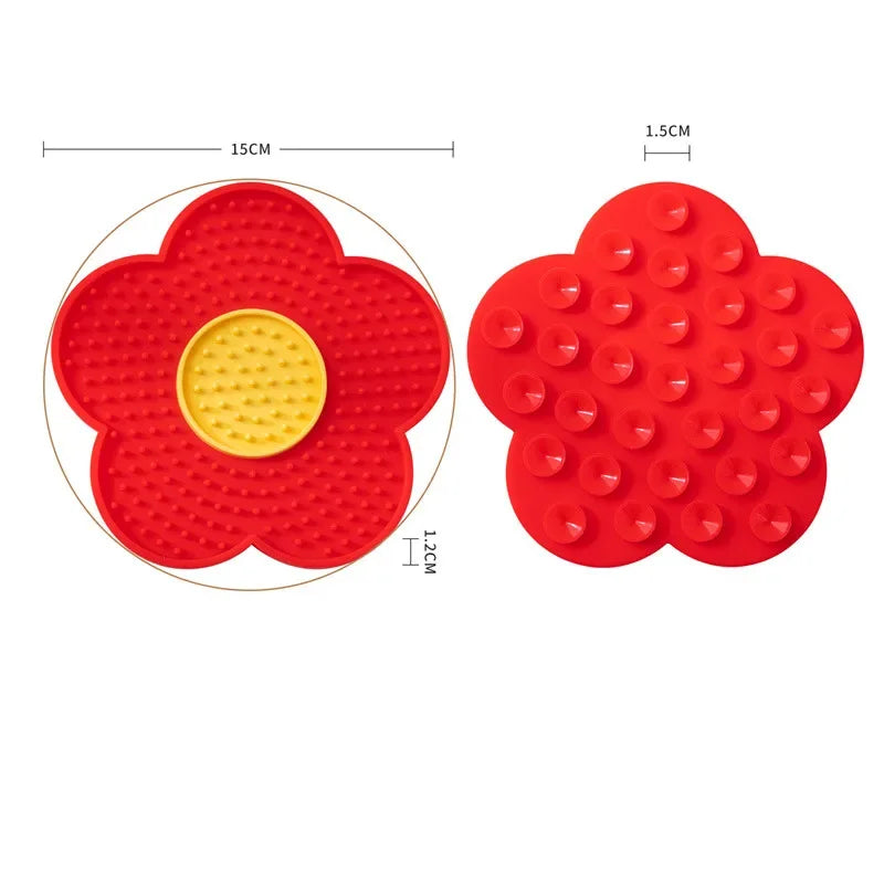 Pet Supplies Cat Licking Pad Sun Flower Shape Silicone Dog Licking Plate Cute Pet Slow Licking Mat dog bowl  cat bowl