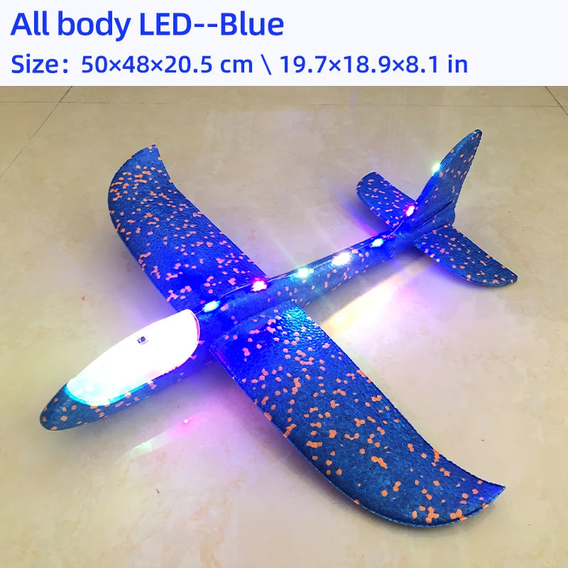 50/33CM Big Flash Glider Foam Plane Hand Throw Light Inertial AirPlane Outdoor Launch Fun of Kids Toys for Children Boys Gift