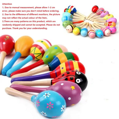 Large Montessori Baby Toy Wooden Colorful Musical Instrument Rattle Shaker Sand Hammer Bell Kids Children Early Learning Toys