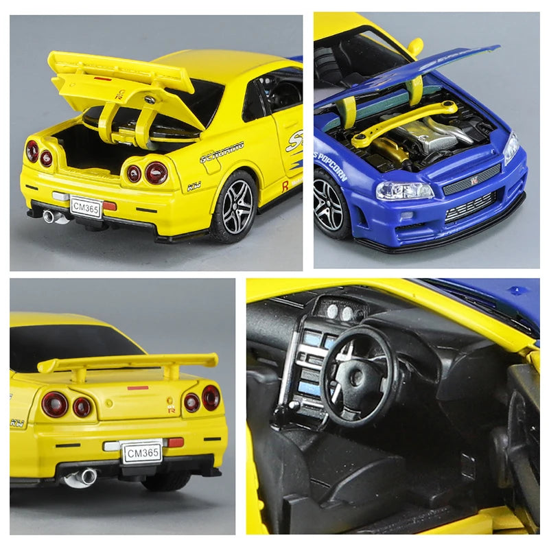 1:32 GTR R34 SKYLINE Fast Alloy Simulation Car Model Diecasts & Toy Vehicles And Furious Cars Decoration toy for Gift