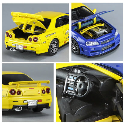 1:32 GTR R34 SKYLINE Fast Alloy Simulation Car Model Diecasts & Toy Vehicles And Furious Cars Decoration toy for Gift