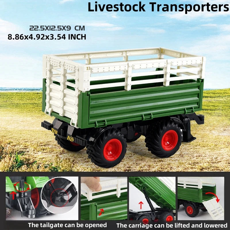 Large Scale Tractor toys DIY Farmer Car Playset Toy Transport Trailer Engineering  Birthday Gifts