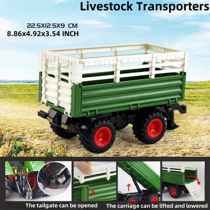Large Scale Tractor toys DIY Farmer Car Playset Toy Transport Trailer Engineering  Birthday Gifts