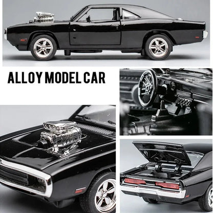 1:32 Simulation 1970 Dodge Charger Alloy Sports Car Model Pull Back Luxury Car Children's Toy Gift Ornaments