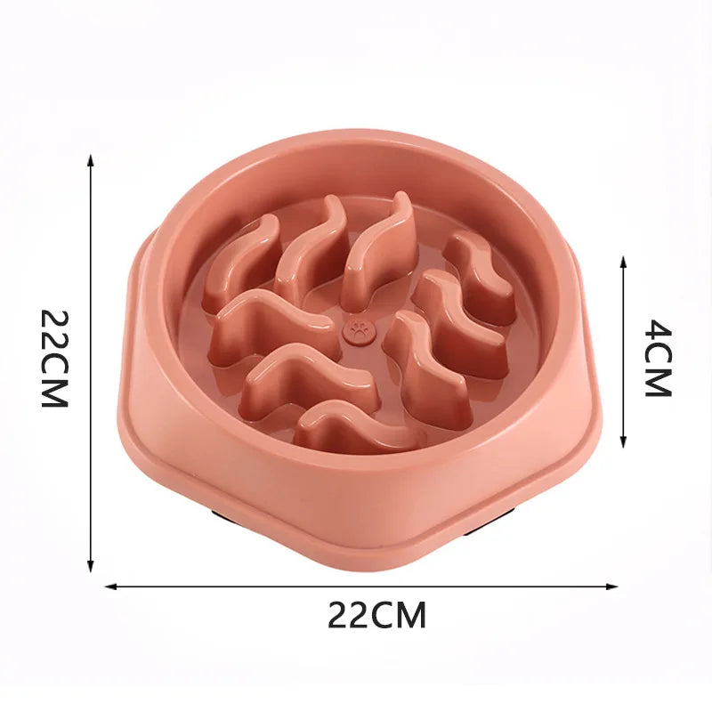 Pet supplies Cat Dog Slow Food Bowl Fat Help Healthy Round Anti-choking Thickened And Non-slip Multiple Colors Shapes
