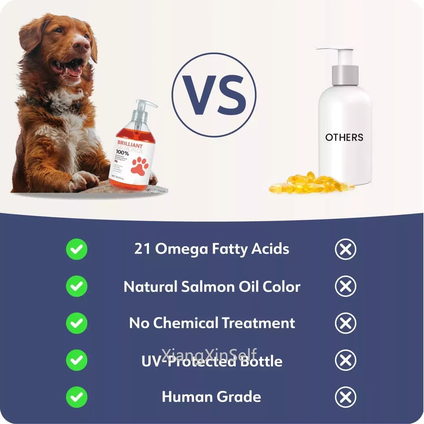 16.9 fl oz 500ML Salmon Fish Oil for Pets, 21 Omega Fatty Acids, Natural Nutritional Supplement for Dogs and Cats