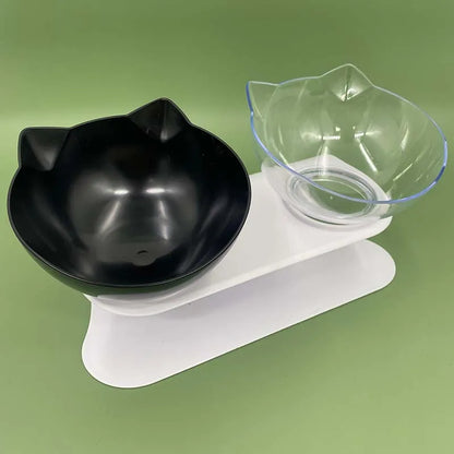 Cat Bowls, Cat Food Bowls Elevated Tilted, Anti Vomiting Kitty Bowl for Puppy and Bunny, Orthopedic for Indoor Cats