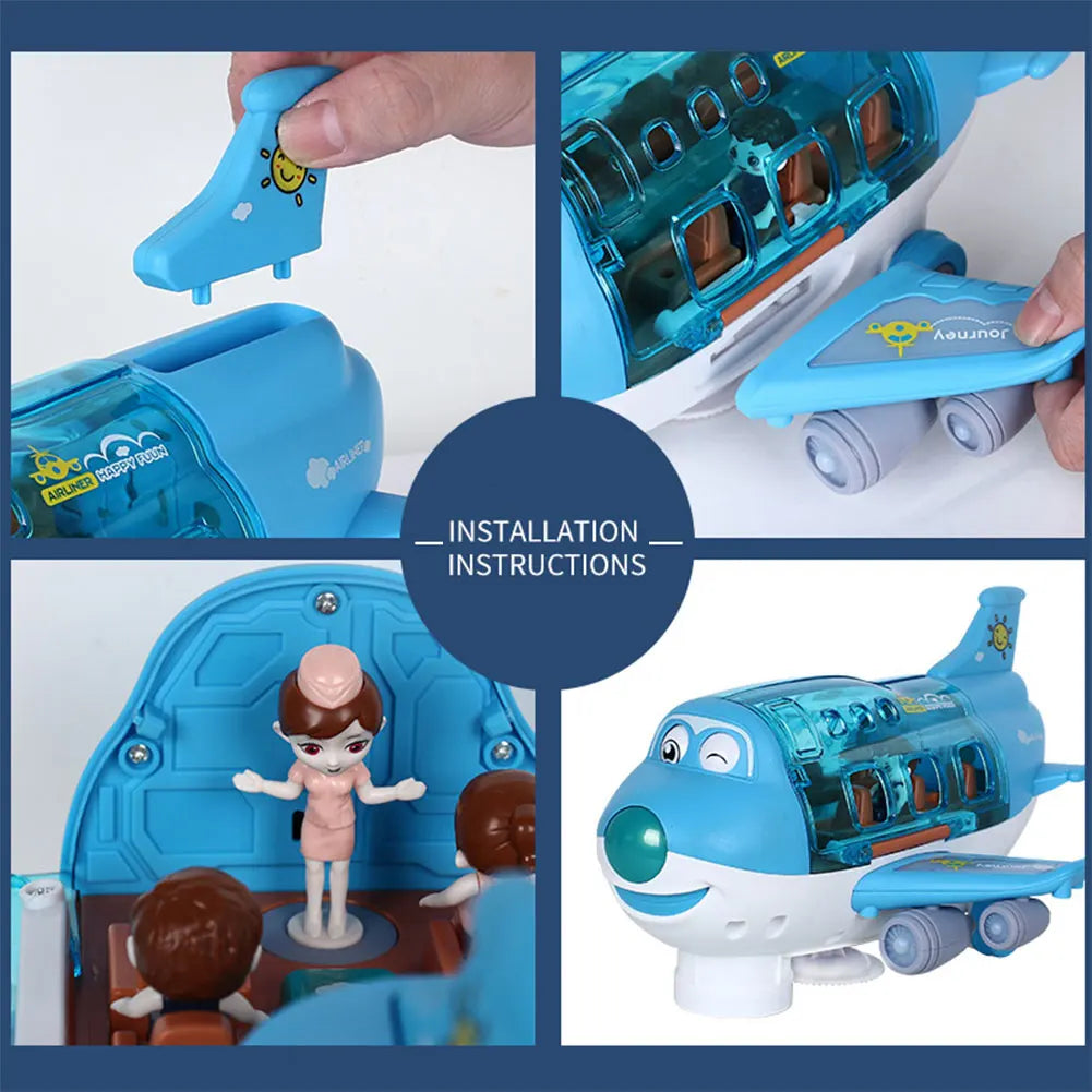 Kids Toys Electric Plane Aircraft Toys Car Airplane Model Music Simulation Boy Children Traffic Toy Christmas Gifts for Girls